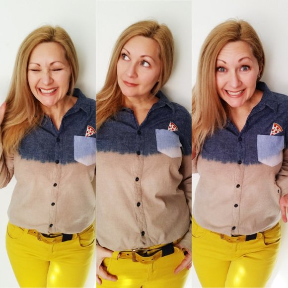 🍕 Refashioned Pizza Pocket Button Down (S/M) - Picture 4 of 4
